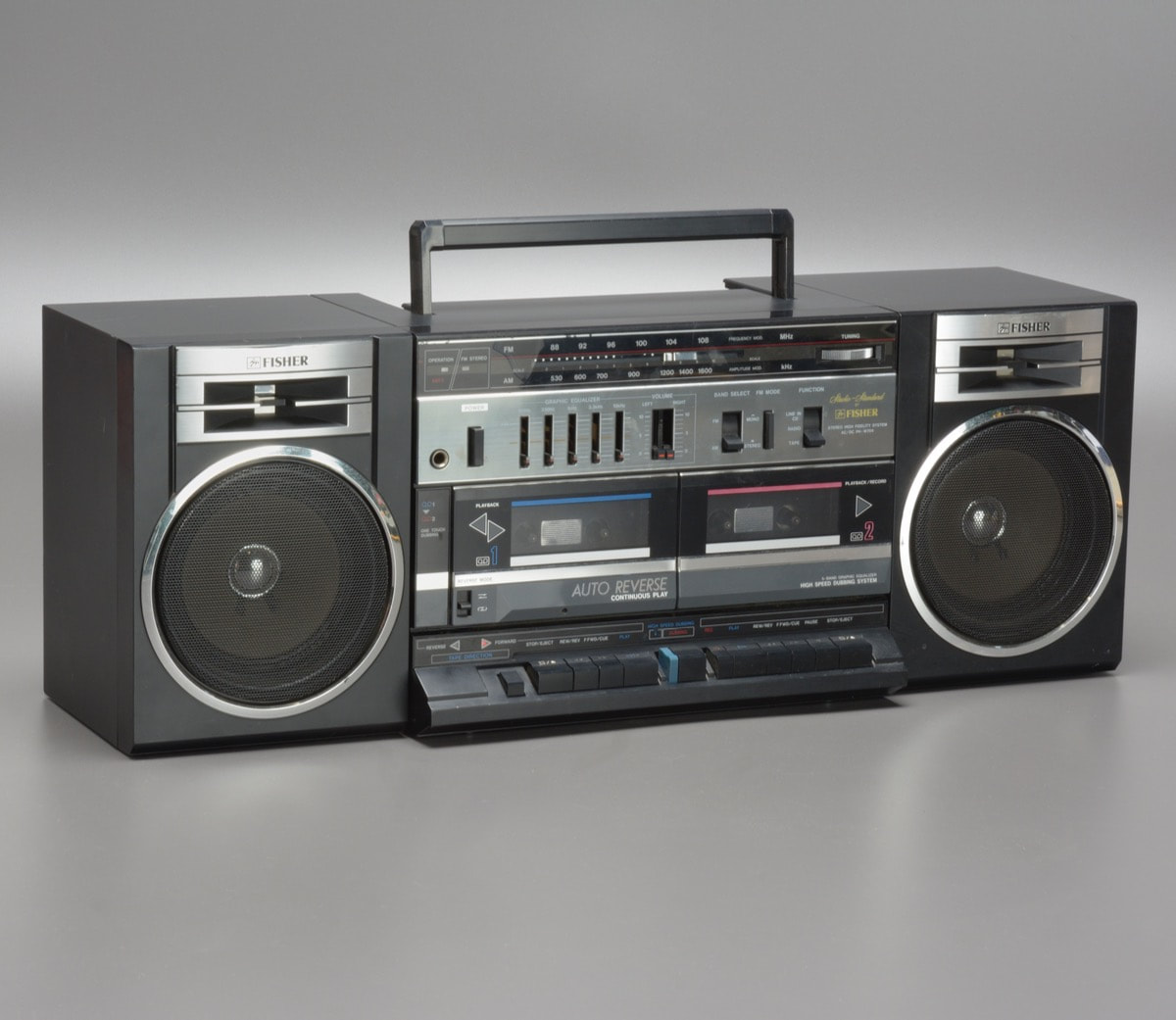 FISHER PH-W704 Stereo Audio Tape Recorder with Dual Cassette Transports & AM/FM Tuner (Boombox)